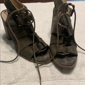 Green lace-up booties